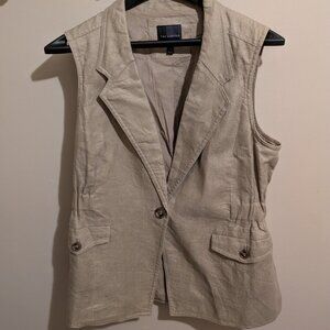 The Limited Linen Vest - Beige - Small